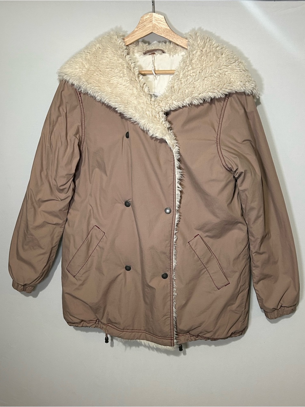 NWT Free People Penny Lane Style Faux Fur Oversized Sherpa Hooded Jacket XS - Picture 4 of 16